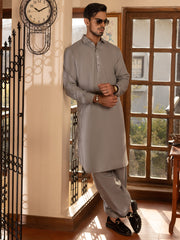 Light Grey Blended Kameez Shalwar - ALWA-KS-449 - Almirah Online