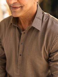 Brown Blended Kameez Shalwar - ALWA-KS-450