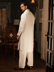 White Blended Kameez Shalwar - ALWA-KS-452 - Almirah Online