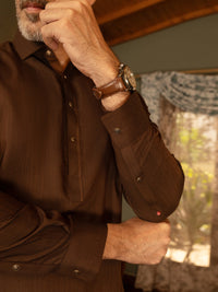 Brown Blended Kameez Shalwar - ALWA-KS-453