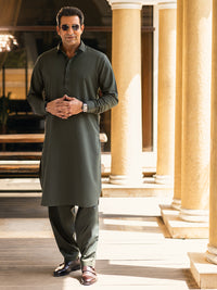 Green Blended Kameez Shalwar - ALWA-KS-459