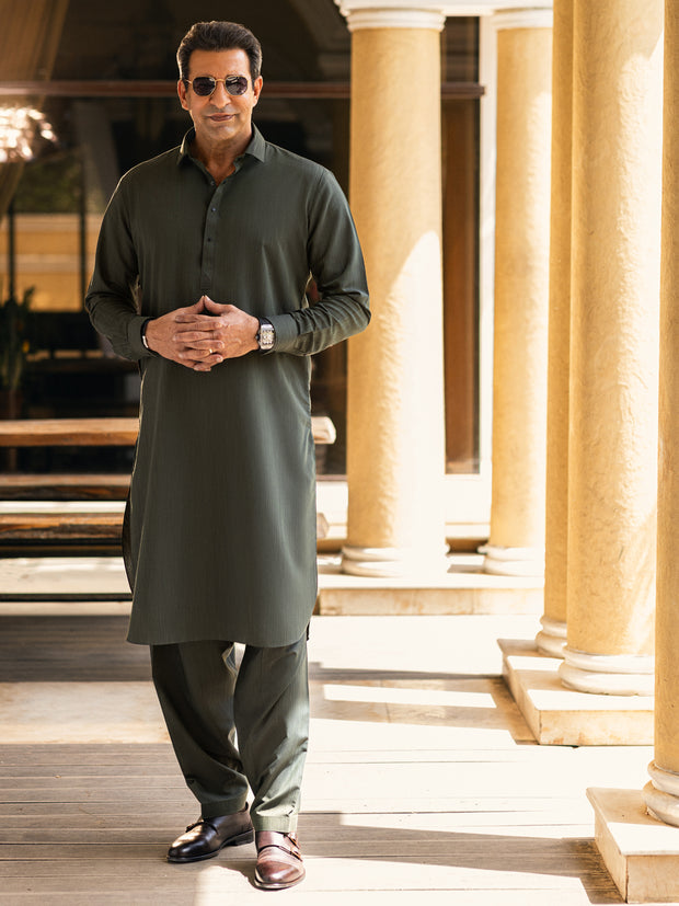 Green Blended Kameez Shalwar - ALWA-KS-459 - Almirah Online