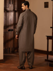 Brown Cotton Kameez Shalwar - ALWA-KS-460 - Almirah Online