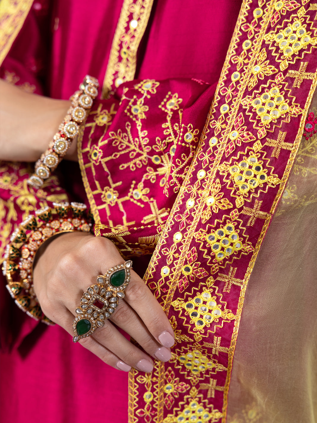 Fuchsia Sheesha Silk Formal 3Pc Stitched - AL-3PS-LS-461