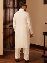 White Blended Kameez Shalwar - ALWA-KS-461 - Almirah Online