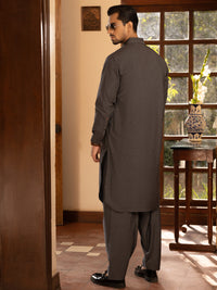 Grey Cotton Kameez Shalwar - ALWA-KS-462
