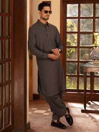 Grey Cotton Kameez Shalwar - ALWA-KS-462