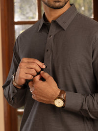 Grey Cotton Kameez Shalwar - ALWA-KS-462
