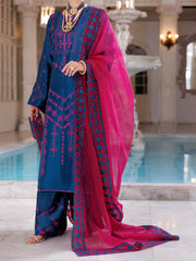 Teal Sheesha Silk Formal 3 Piece Stitched - AL-3PS-LS-463