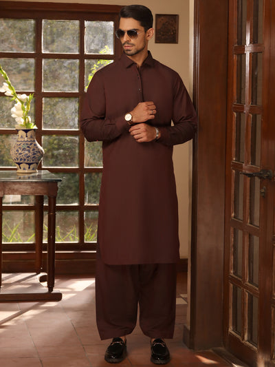 Maroon Blended Kameez Shalwar - ALWA-KS-463 - Almirah Online