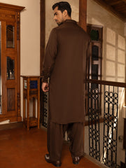 Dark Brown Blended Kameez Shalwar - ALWA-KS-466 - Almirah Online