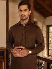 Dark Brown Blended Kameez Shalwar - ALWA-KS-466 - Almirah Online