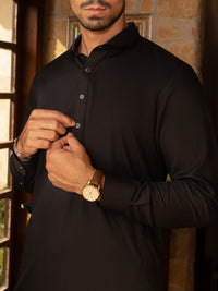 Black Blended Kameez Shalwar - ALWA-KS-468