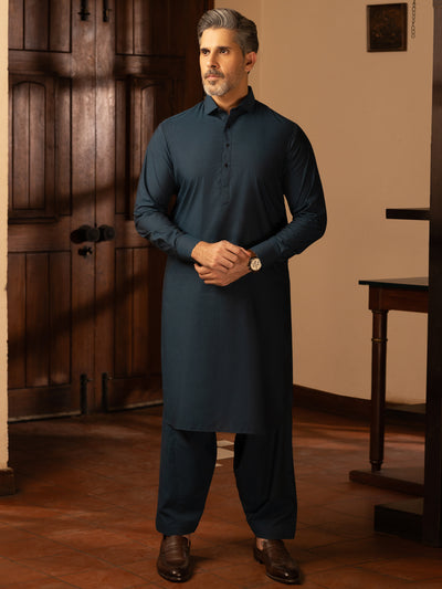 Blue Cotton Kameez Shalwar - ALWA-KS-471 - Almirah Online