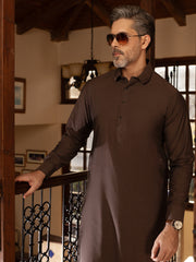 Brown Cotton Kameez Shalwar - ALWA-KS-472 - Almirah Online