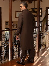 Brown Cotton Kameez Shalwar - ALWA-KS-472