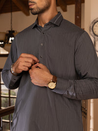 Grey Blended Kameez Shalwar - ALWA-KS-473