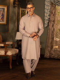 Beige Blended Kameez Shalwar - ALWA-KS-475