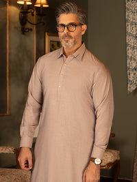 Beige Blended Kameez Shalwar - ALWA-KS-475