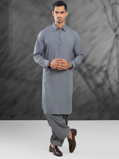 Grey Blended Kameez Shalwar - ALWA-KS-479