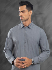 Grey Blended Kameez Shalwar - ALWA-KS-479