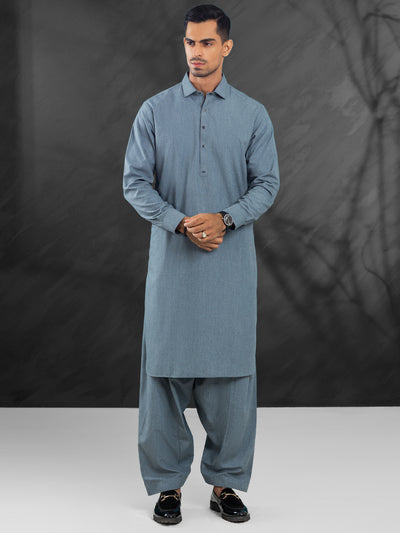 Grey Blended Kameez Shalwar - ALWA-KS-482