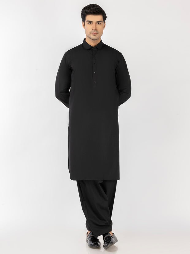 Black Blended Kameez Shalwar - ALWA-KS-483