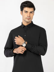 Black Blended Kameez Shalwar - ALWA-KS-483