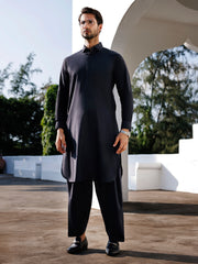 Black Cotton Kameez Shalwar - ALWA-KS-484