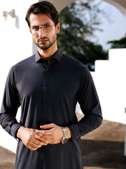 Black Cotton Kameez Shalwar - ALWA-KS-484