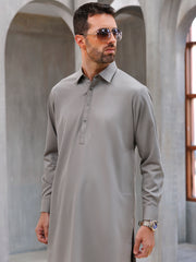 Light Grey Blended Kameez Shalwar - ALWA-KS-494A