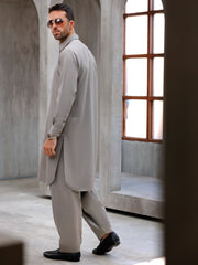 Light Grey Blended Kameez Shalwar - ALWA-KS-494