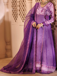Purple Organza Formal 3Pc Stitched - AL-3PS-LS-485