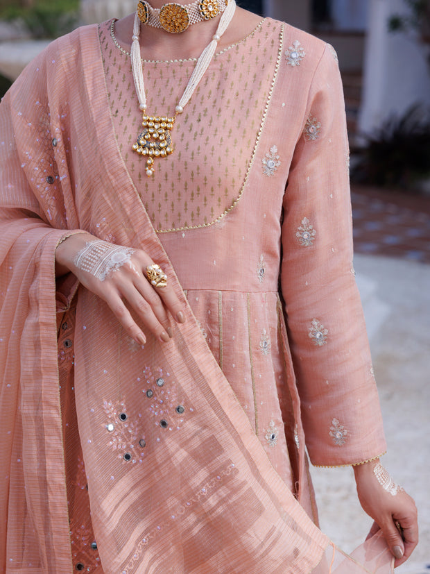 Light Pink Mesuri Net Formal 3 Piece Stitched - AL-3PS-LS-488