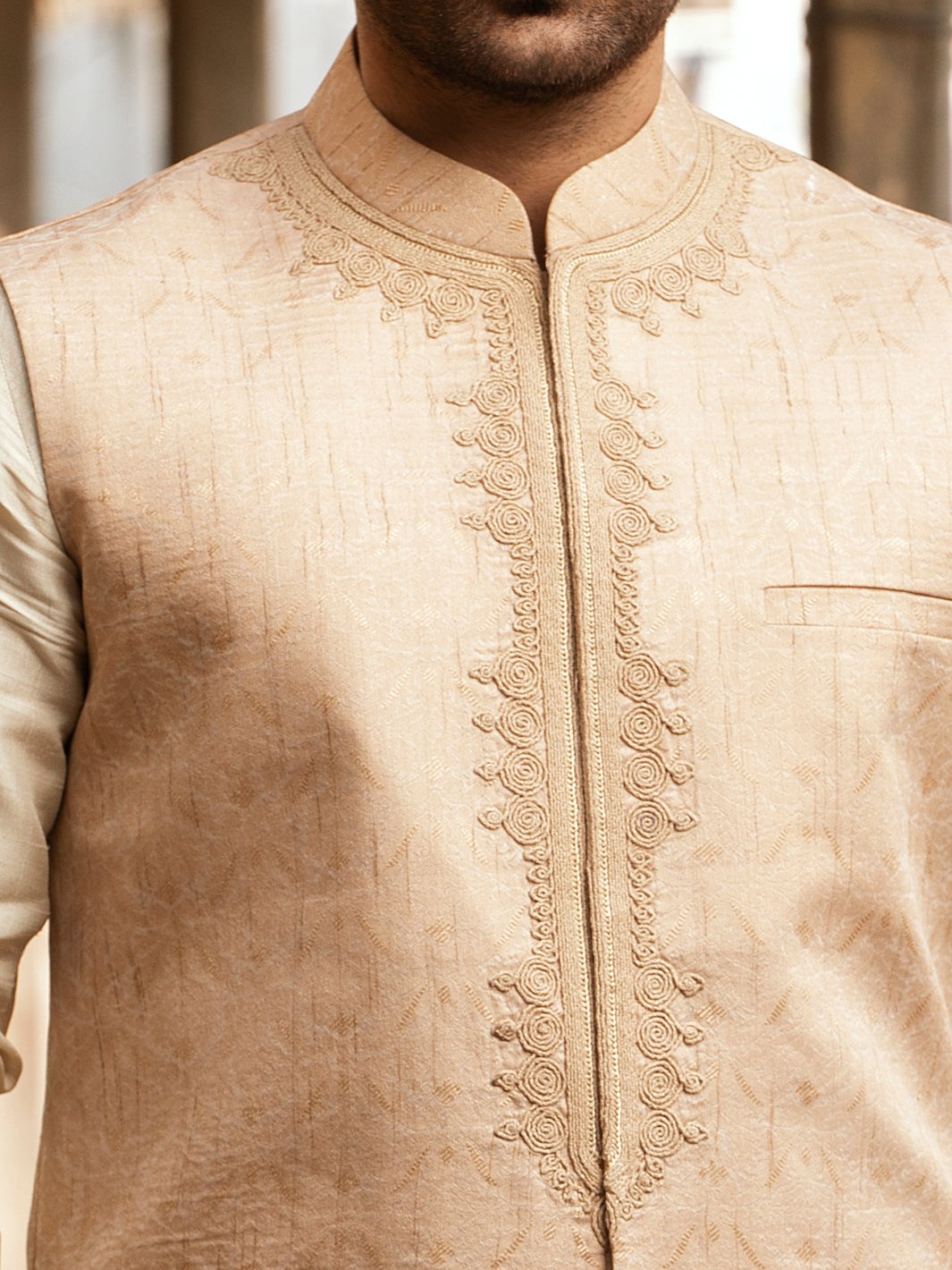 Beige Blended Waistcoat - AL-WC-491