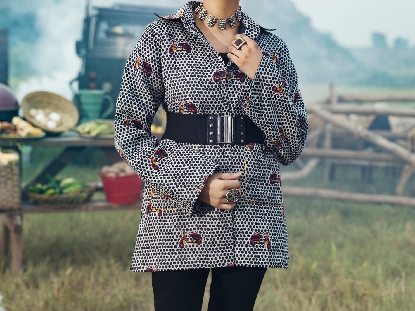 Black & White Yarn Dyed Jacket - AWP-JT-493