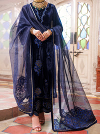 Blue Velvet Formal 3Pc Unstitched - AL-3PS-LS-UN-494