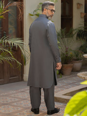 Steel Grey Blended Kameez Shalwar - ALWA-KS-495