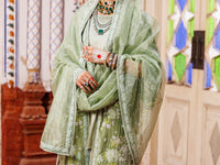 Pistachio Green Velvet Formal 3Pc Unstitched - AL-3PS-LS-UN-497