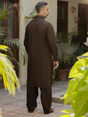 Dark Brown Blended Kameez Shalwar - ALWA-KS-499