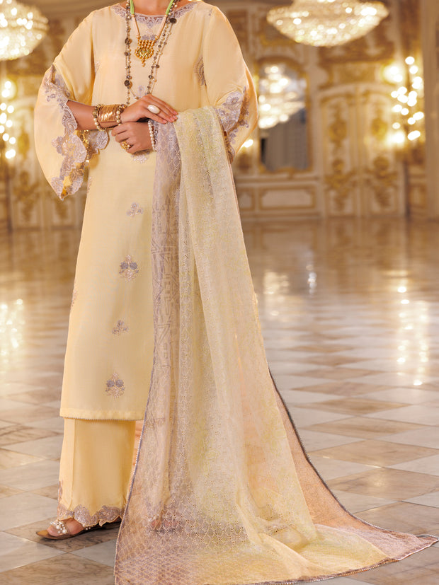 Lemon Sheesha Silk Formal 3 Piece Stitched - AL-3PS-LS-503