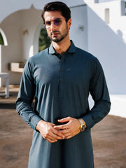 Dark Green Cotton Kameez Shalwar - ALWA-KS-503