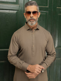 Olive Blended Kameez Shalwar - ALWA-KS-504A