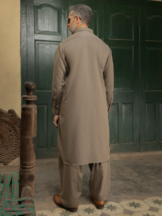 Olive Blended Kameez Shalwar - ALWA-KS-504