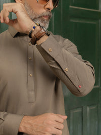 Olive Blended Kameez Shalwar - ALWA-KS-504A