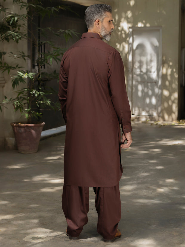 Maroon Blended Kameez Shalwar - ALWA-KS-505