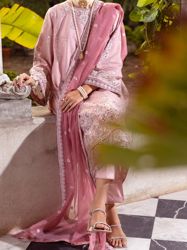 Light Pink Sheesha Silk Formal 3 Piece Stitched - AL-3PS-LS-505