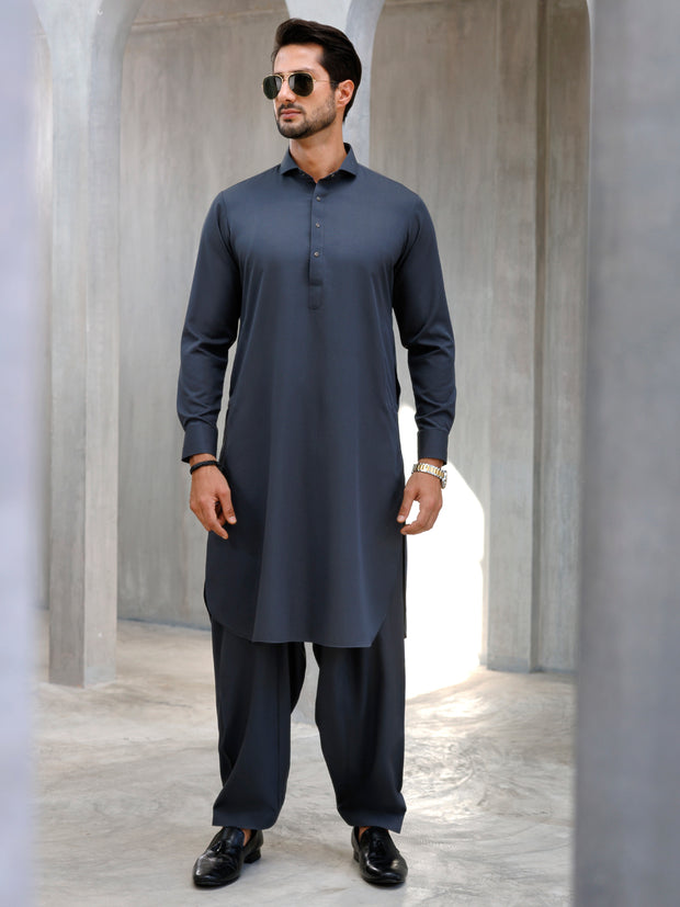 Grey Blended Kameez Shalwar - ALWA-KS-506