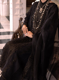Black Poly Shiffly Formal 3Pc Stitched - AL-3PS-LS-508