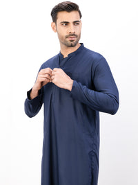Navy Blue Blended Kurta - AL-K-1118